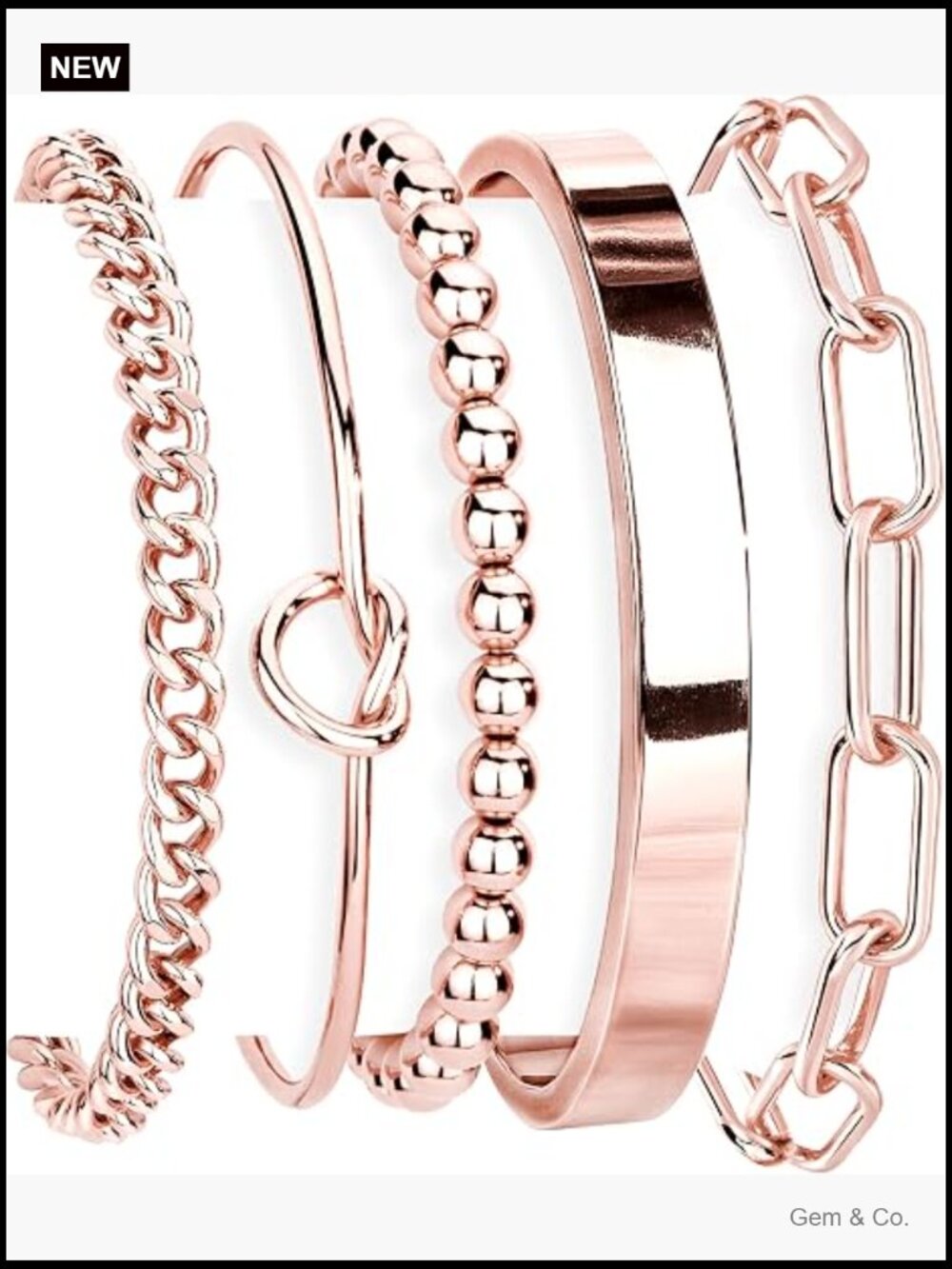 Chunky Cuff Bracelets Set Stackable Gold Bangles Non Tarnish Waterproof 14K